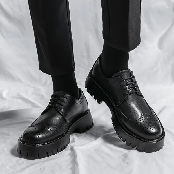 2025 Hick-Soled Men's Shoes New Bullock Big Head Low-Top Outdoor Leather Shoes - Image 6
