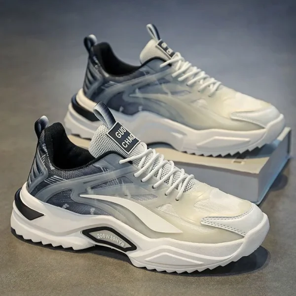 2025 Men's High Quality White Walking Shoes Light Weight Leather Upper Breathable and Comfortable with Anti-Slip Feature - Image 2