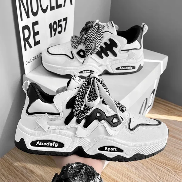 2025 Mens Casual Sports Height Increasing Board Shoes Lace up Trendy Shoes Anti-slip Breathable Non Smelly Feet Casual Shoes - Image 3