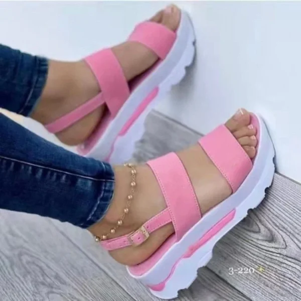 2025 Women's Sandals Summer New Large Size Women's Shoes Wide Face With Wedge Sandals - Image 2