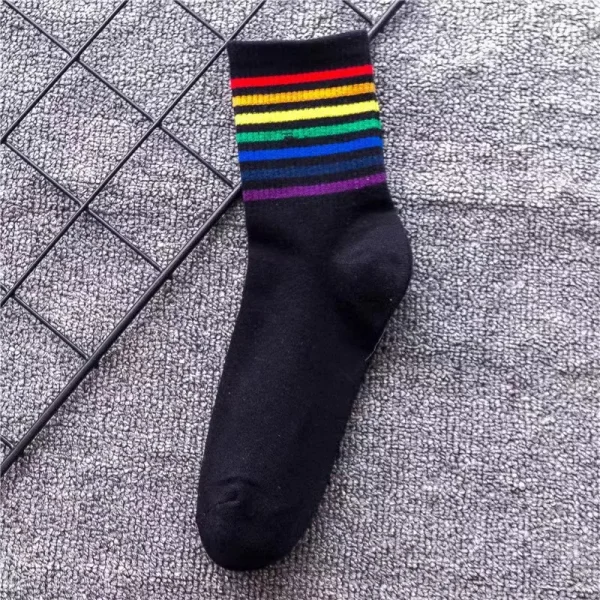 2025 New Style Female  Cotton Medium-Length Socks Cute Striped Sports Ruffle Crew Socks - Image 2