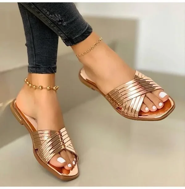2025 Summer Shoes Woman Sandals Flat Sandalias Mujer Thin Strips Gladiator Beach Sandals - Image 5