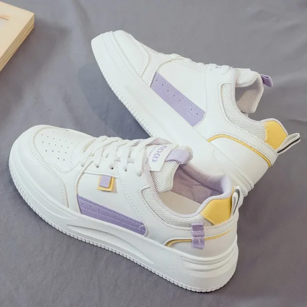 2025 Leather White Shoes Women' s Autumn New Breathable  Leather Thick Soled Increased Sports Anti-Skid Board Shoes - Image 4