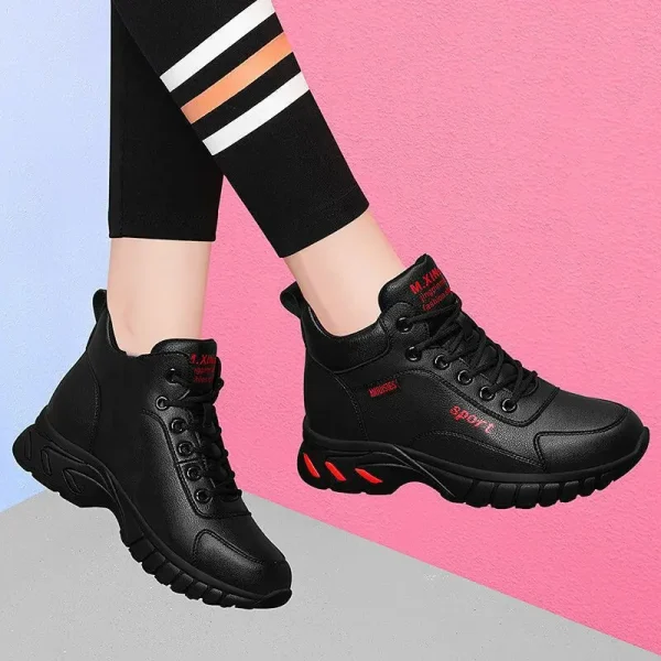 Fashion New Walking Style School Shoes  Pu Leather Women's Black Shoes - Image 4