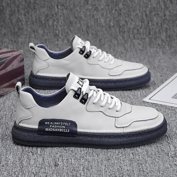 2025 New Men's High-quality Leisure Flat Shoes Fitness Walking Shoes Men's Leather White Shoes