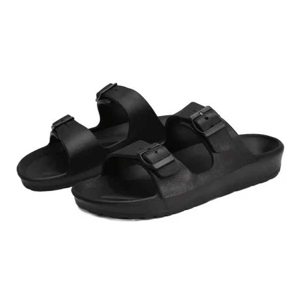 2025  Summer New Arrival Female Slippers Women's Comfort Slides Double Buckle Adjustable EVA Flat Sandals