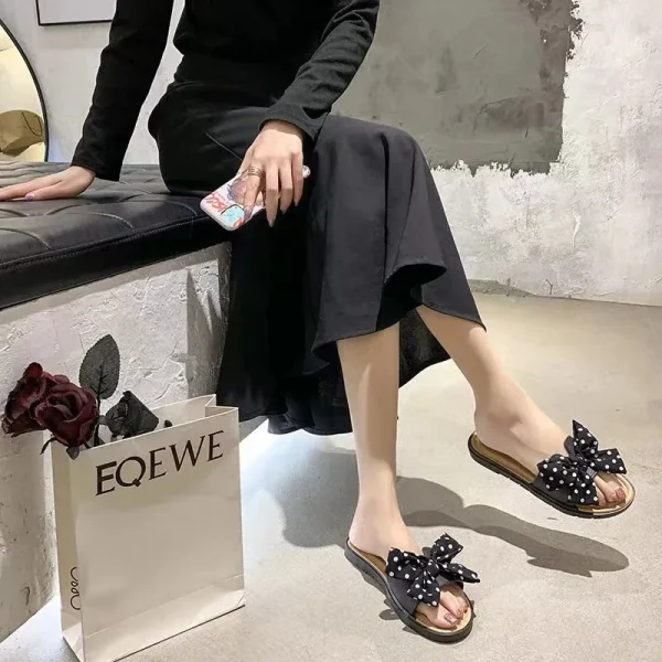 Summer 2025 the New Bow slippers Were Worn with Korean Flower Sandals and Women's Flat Shoes - Image 2