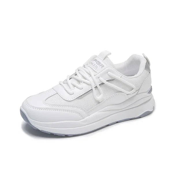 Rubber Out-sole Lace up Womens Breathable Walking Style Sports Gym Jogging Tennis Fitness White Shoes Sneakers for Women
