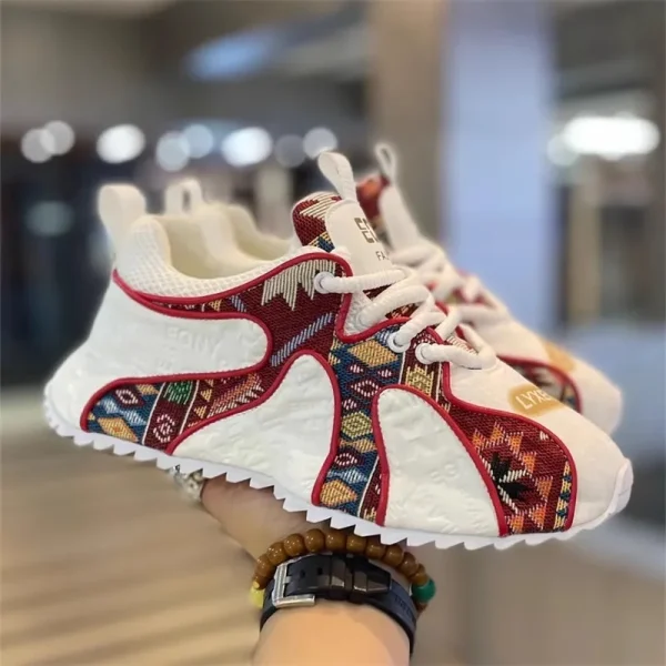2025 Mens Lightweight Breathable Shoes Minimally Printed Casual Casual Thick Sole Lace up Sports Comfort Versatile Mens Shoes - Image 3