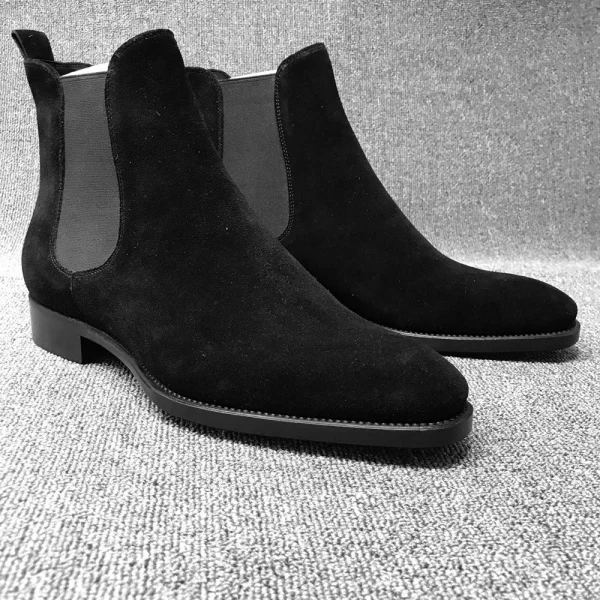 2025 Fashion Pointed Toe High-top Chelsea Boots Men Suede Leather Snow Boots Shoes for Men - Image 2