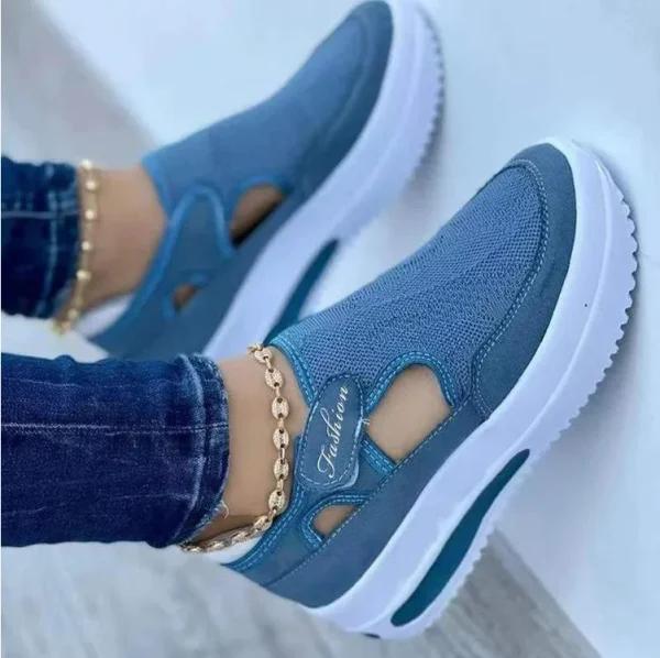 Spring Summer Large Size Classic Retro Casual Sneakers Ladies Shoes Breathable Woven Wedge Mesh Shoes for Women - Image 3