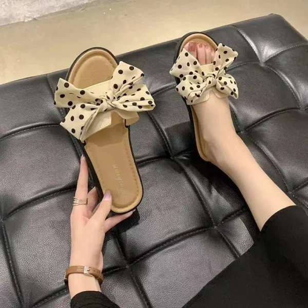 Summer 2025 the New Bow slippers Were Worn with Korean Flower Sandals and Women's Flat Shoes - Image 5
