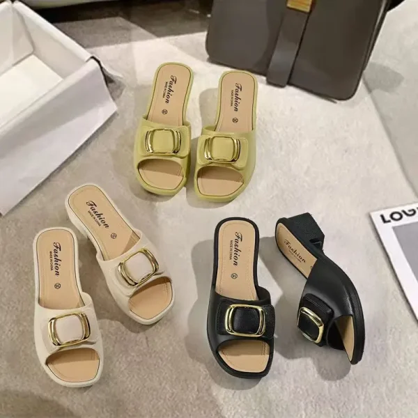 2025 Comfortable Elegance Wedge Sandal for Ladies Mid-heeled Shoe New Design Non-slip Women Shoes Fashion Trend - Image 4