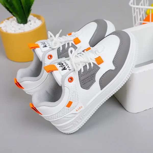 2025 New Arrival Unisex Kids Board Shoes Fashion Children's Sneakers PU Leather Non-Slip Sports School Shoes