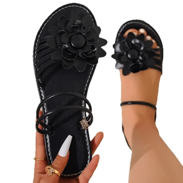 2025 New Design PU Flat Women Sandals Roman Style  Wear Beach Sandals Direct Sales Big Size 36-43 - Image 5