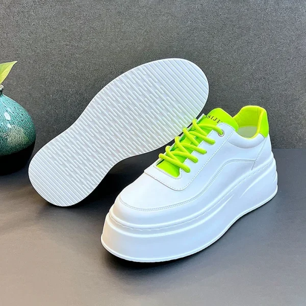 2025 Mens Shoes Summer Breathable New Thick Soled Inner Height Increasing White Shoes - Image 3