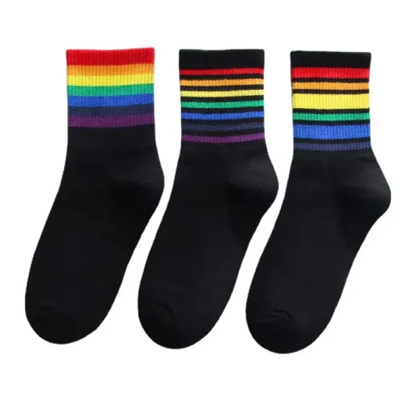 2025 New Style Female  Cotton Medium-Length Socks Cute Striped Sports Ruffle Crew Socks