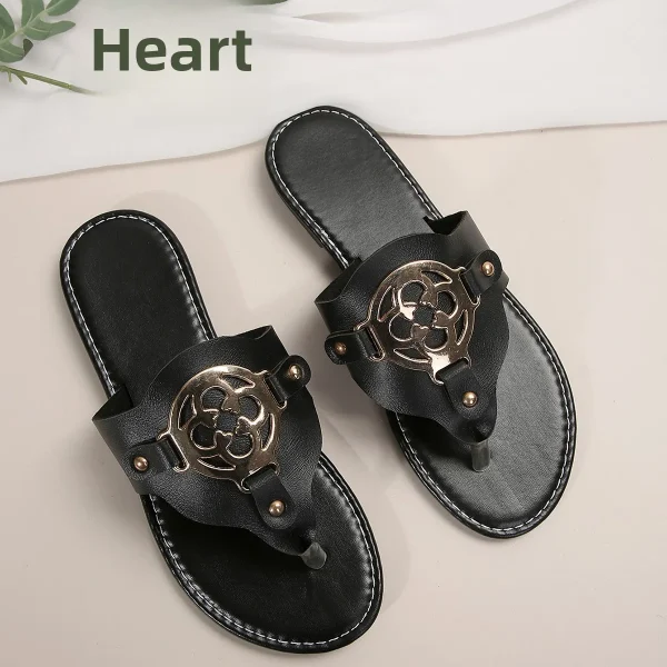 2025 New Styles Flip Flops Slides slippers Summer Beach Flat Sandals for Women and Ladies With Metal Buckle - Image 5