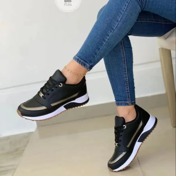 2025 Large Size Cross Lace-up Flat Round Head Color Matching Casual Sneakers - Image 4