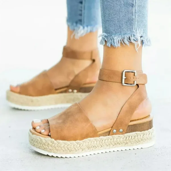 2025 NEW Women's Casual Summer Fashion High Heels Wedges Platform Printed Insole Flat Shoes