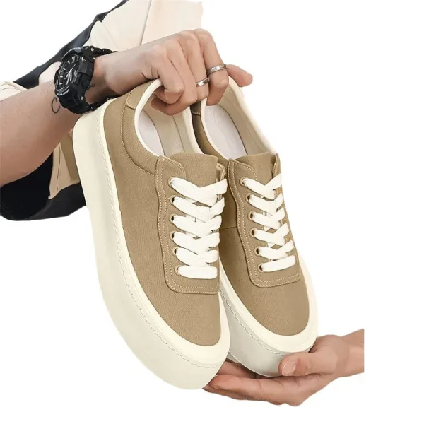 2025 New Summer Breathable Casual Cloth Shoes Men's Versatile Sneakers Thick-soled Heightened Canvas Shoes - Image 5
