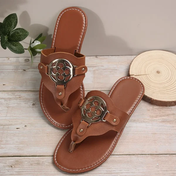 2025 New Styles Flip Flops Slides slippers Summer Beach Flat Sandals for Women and Ladies With Metal Buckle - Image 4