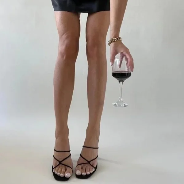 2025 Fashion High Heel Shoe Shape Glass Perfume Bottle Square Toe High Heels One-Line Slipper News Women'S Shoes - Image 3