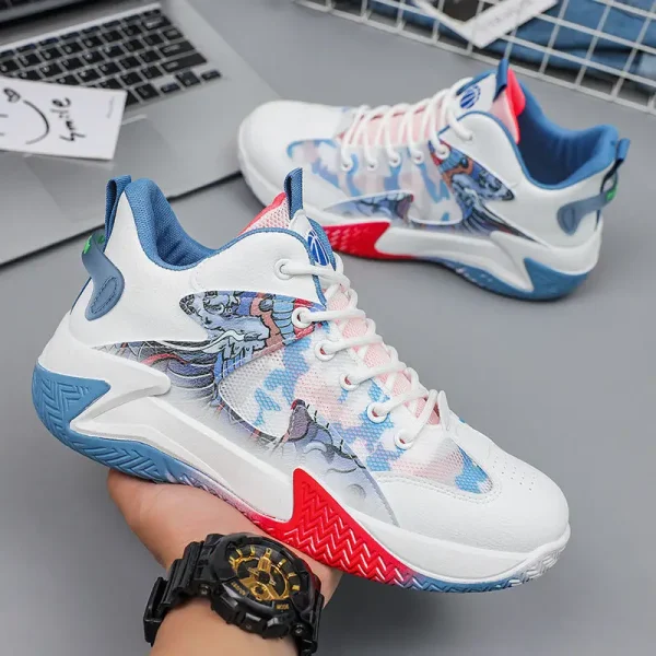 2025 Men's Shoes New Trend Breathable Mesh Basketball Sports Casual Lace-up Student Running Shoes - Image 2