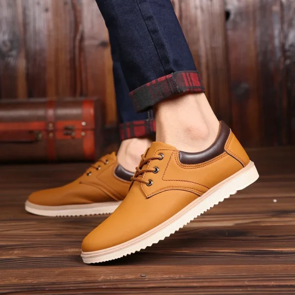2025 Men's Fashion Leather Sneakers Lightweight Lace up Casual Tennis Shoes Comfortable Breathable Walking Shoes - Image 5