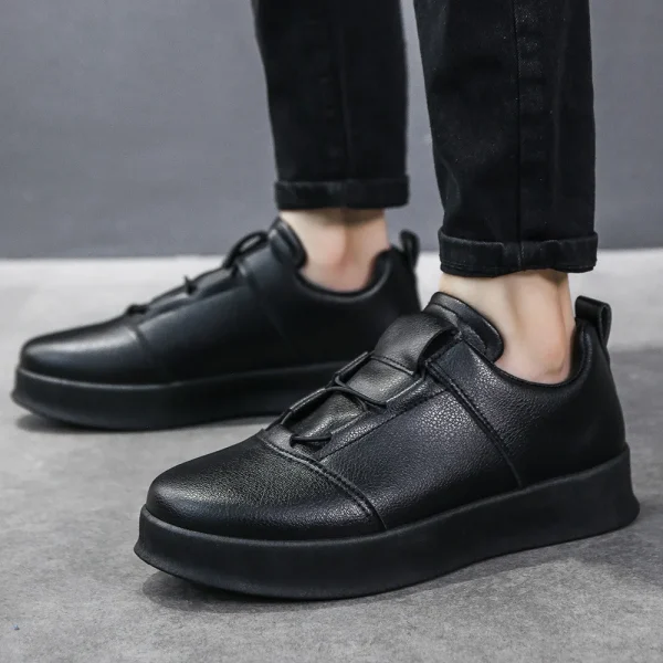 2025 Board Shoes for Men Low Cut RoundToeThick Bottom Versatile Interior Height Increasing Waterproof Anti Slip Skateboard Shoes