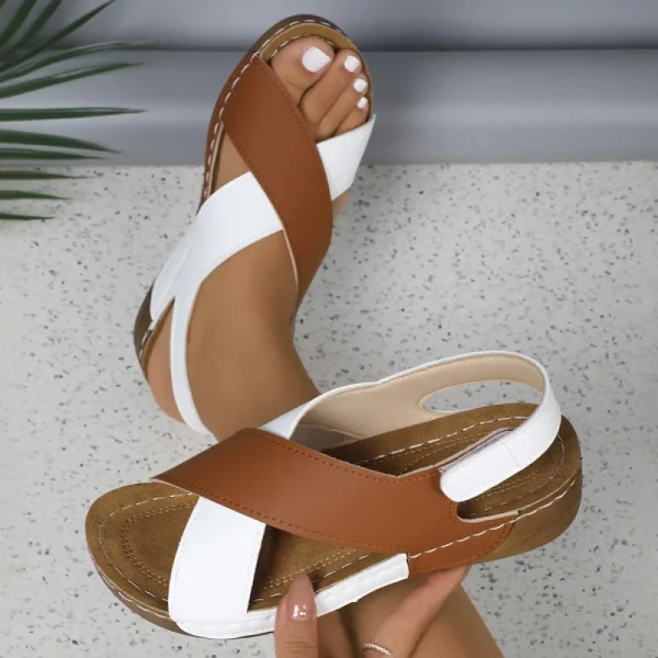 2025 Large Size Summer New Open Toe Cross Platform Wedge Sandals for Women - Image 6