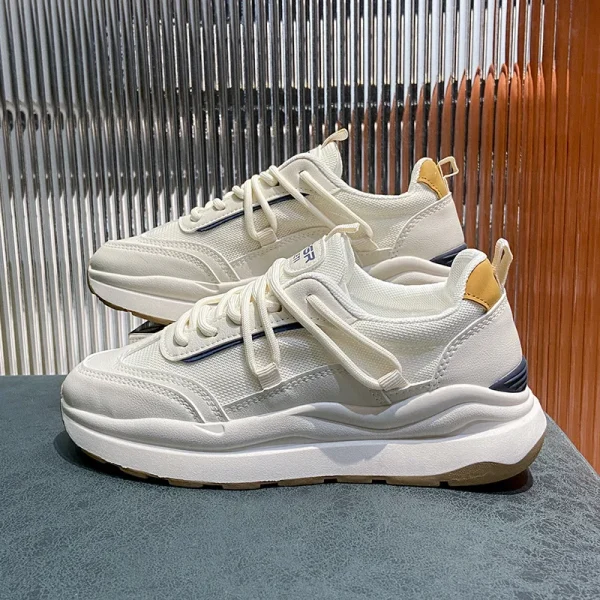 Rubber Out-sole Lace up Womens Breathable Walking Style Sports Gym Jogging Tennis Fitness White Shoes Sneakers for Women - Image 2