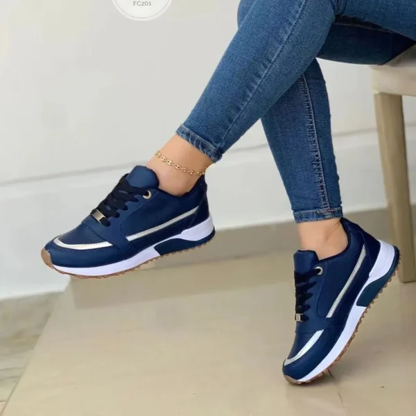 2025 Large Size Cross Lace-up Flat Round Head Color Matching Casual Sneakers