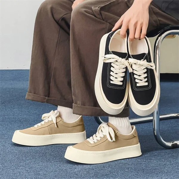 2025 New Summer Breathable Casual Cloth Shoes Men's Versatile Sneakers Thick-soled Heightened Canvas Shoes - Image 3