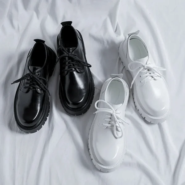2025 Vintage Round Toe Thick Sole Formal Footwear Casual Shoes Business Lace up Men PU Leather Dress Shoes