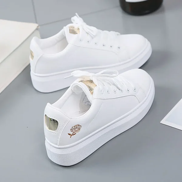 New Women's Shoes PU Leather Breathable Sports Style Casual Board Shoes Student Small White Shoes - Image 2
