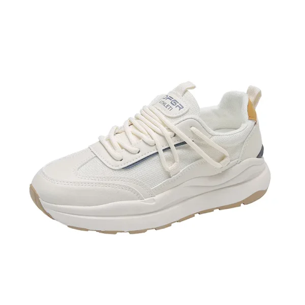 Rubber Out-sole Lace up Womens Breathable Walking Style Sports Gym Jogging Tennis Fitness White Shoes Sneakers for Women - Image 5