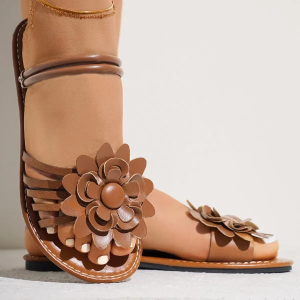 2025 New Design PU Flat Women Sandals Roman Style  Wear Beach Sandals Direct Sales Big Size 36-43 - Image 3