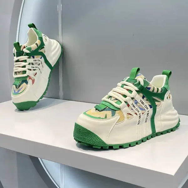 2025 Men's Trendy New Breathable Mesh Casual Running Shoes Versatile Thick Soled Sports Chunky Shoes - Image 2