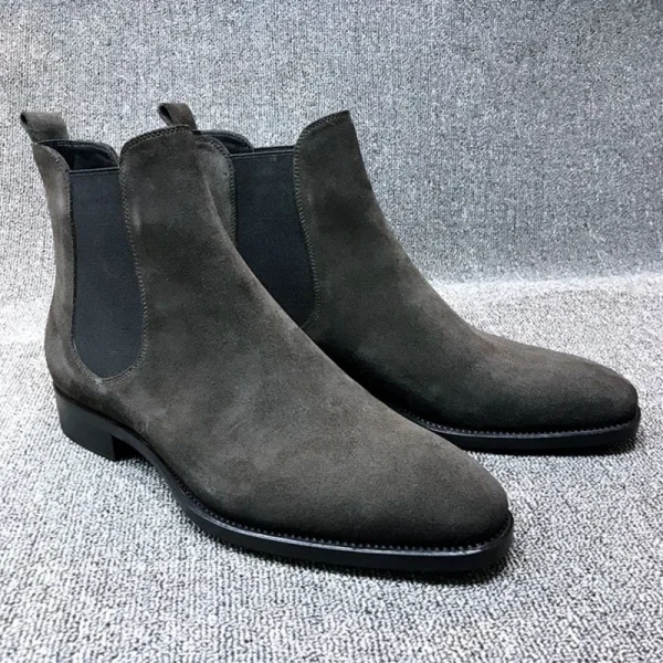 2025 Fashion Pointed Toe High-top Chelsea Boots Men Suede Leather Snow Boots Shoes for Men - Image 3