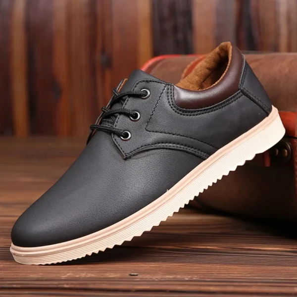 2025 Men's Fashion Leather Sneakers Lightweight Lace up Casual Tennis Shoes Comfortable Breathable Walking Shoes - Image 3