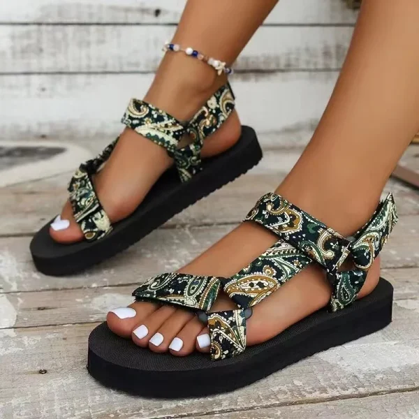 2025Summer Flat Heeled Rope Set Foot Women's Shoes Platform Beach Outdoor Casual Slippers Large Size Sandals for WOmenand Ladies - Image 3