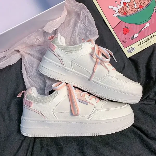 2025 White Sneakers for Women Lace-up Campus Style Student Sports Casual Shoes - Image 4