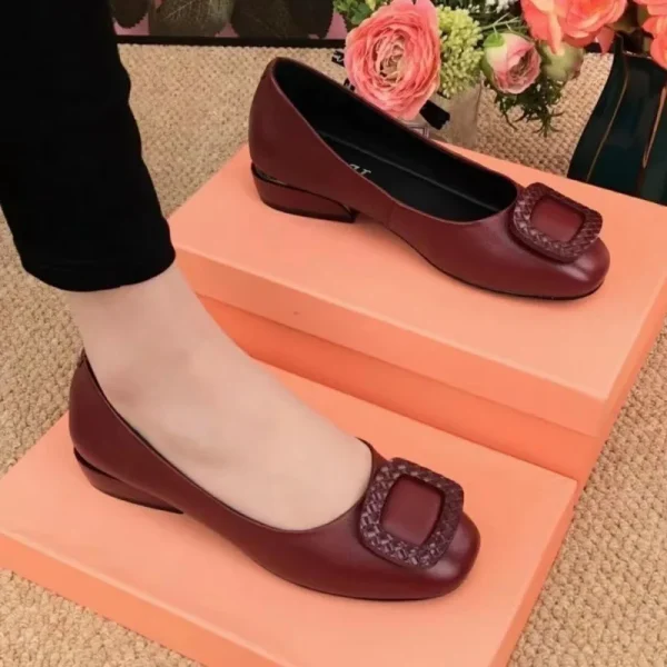 Low Heeled Rubber Shallow Cut Office Shoes for Ladies Three Colors Shoes Woman  Shoes