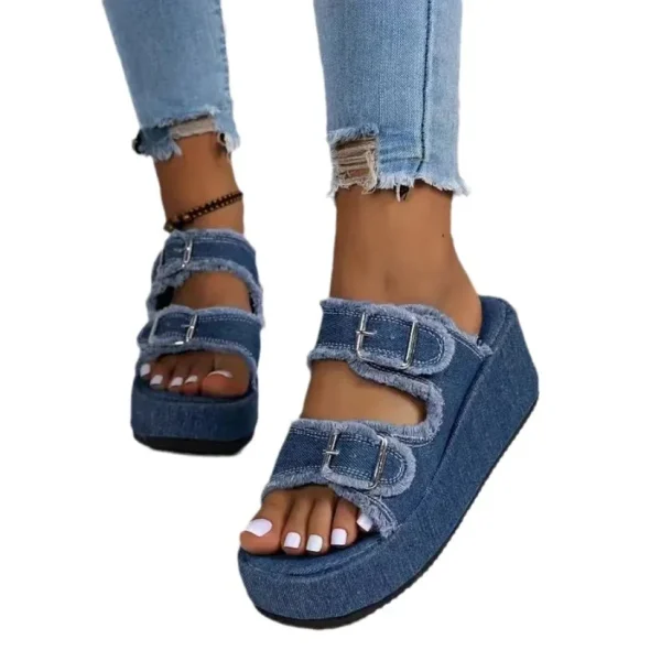 2025 New Creative Little Fragrance Slipper Movement Thick Bottom Slippers Fashionable Versatile Cowboy Flat Sandals - Image 5