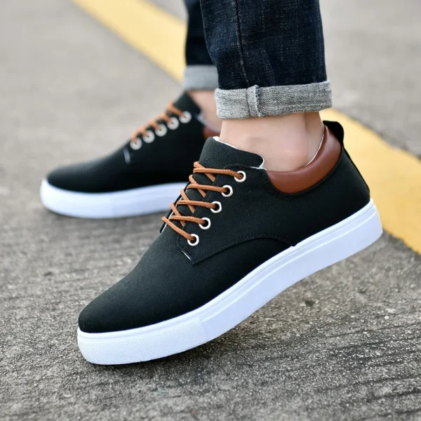 New Canvas Shoes Men Large Size Low Cut All Match Non Slip Rubber Sole Flat Heel Round Head Casual Shoes for Men