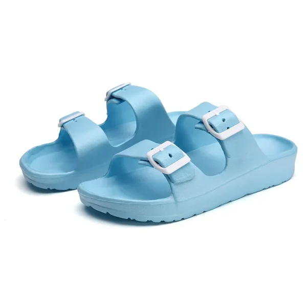 2025  Summer New Arrival Female Slippers Women's Comfort Slides Double Buckle Adjustable EVA Flat Sandals - Image 4