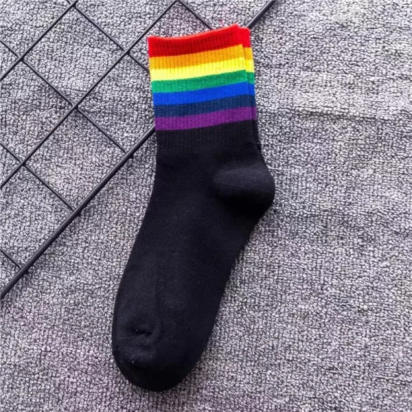 2025 New Style Female  Cotton Medium-Length Socks Cute Striped Sports Ruffle Crew Socks - Image 5