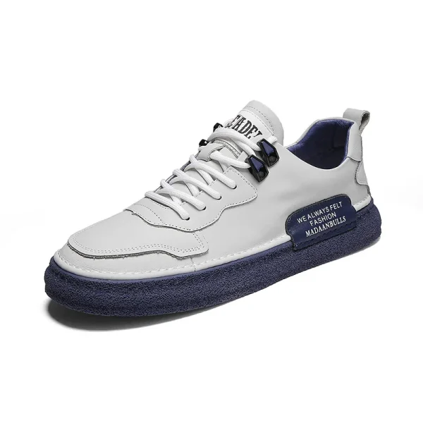 2025 New Men's High-quality Leisure Flat Shoes Fitness Walking Shoes Men's Leather White Shoes - Image 6