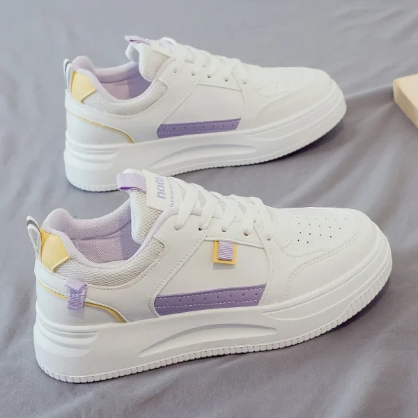 2025 Leather White Shoes Women' s Autumn New Breathable  Leather Thick Soled Increased Sports Anti-Skid Board Shoes - Image 2